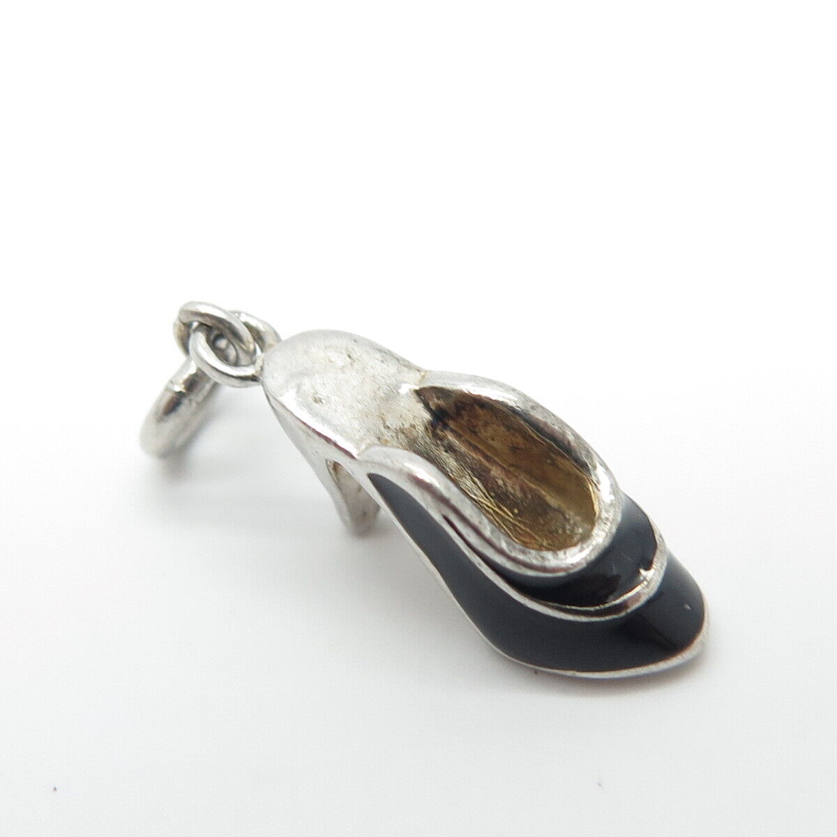 925 Sterling Silver Vintage Enamel High Heels Shoe Charm Pendant