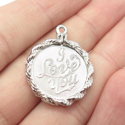 925 Sterling Silver Vintage Crea "I Love You" Pendant