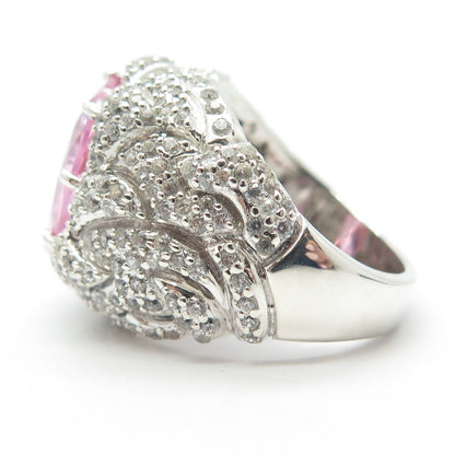 925 Sterling Silver White & Pink C Z Ring Size 7.5