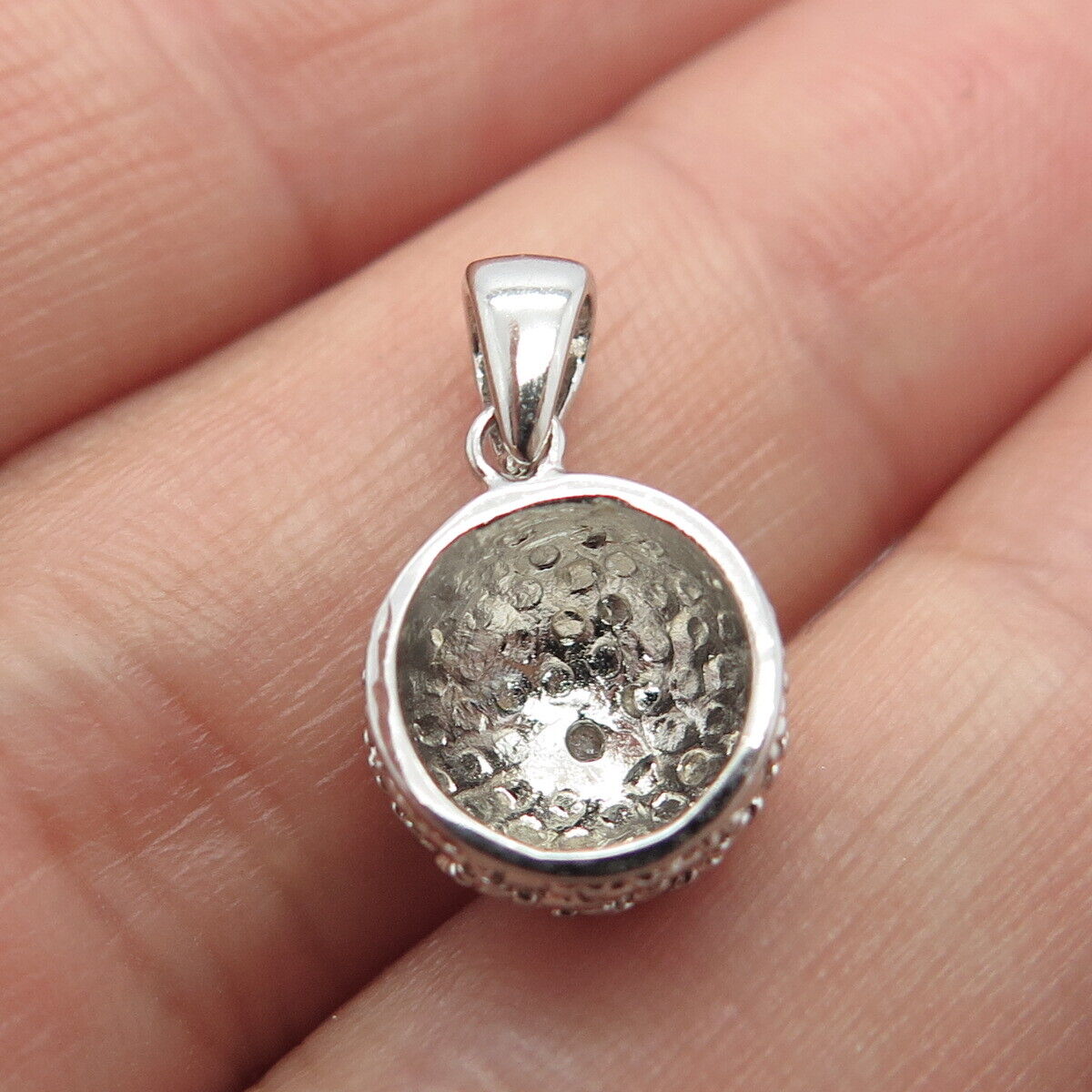 925 Sterling Silver Real White Diamond Accent Pendant