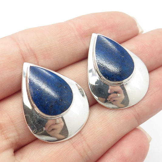 925 Sterling Silver Vintage BOMA Real Lapis Lazuli Gemstone Earrings