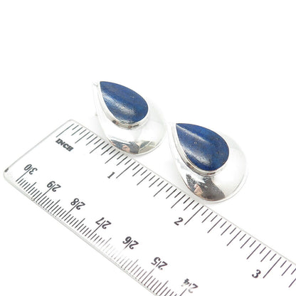 925 Sterling Silver Vintage BOMA Real Lapis Lazuli Gemstone Earrings