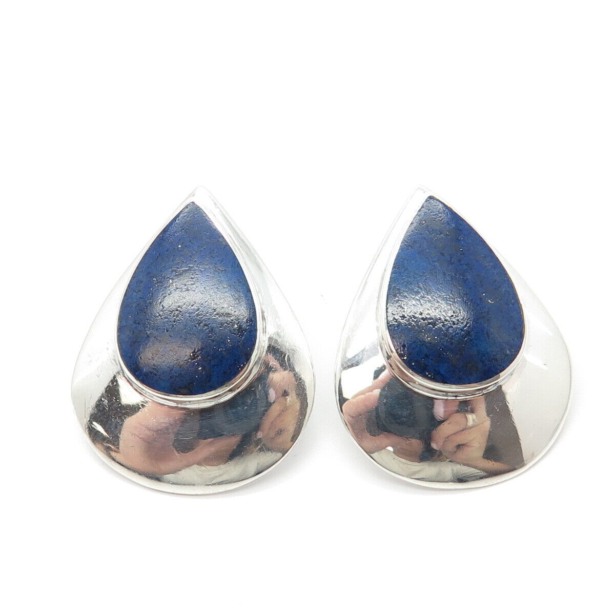 925 Sterling Silver Vintage BOMA Real Lapis Lazuli Gemstone Earrings