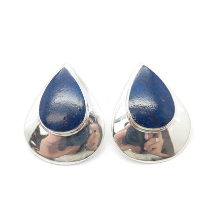 925 Sterling Silver Vintage BOMA Real Lapis Lazuli Gemstone Earrings