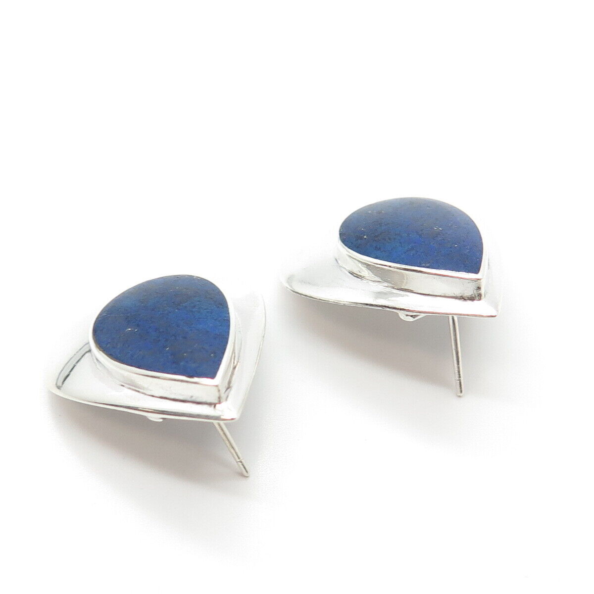 925 Sterling Silver Vintage BOMA Real Lapis Lazuli Gemstone Earrings