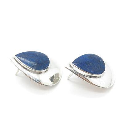 925 Sterling Silver Vintage BOMA Real Lapis Lazuli Gemstone Earrings