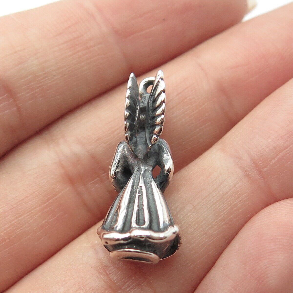 925 Sterling Silver Vintage "April" Girl w/Wings Pendant
