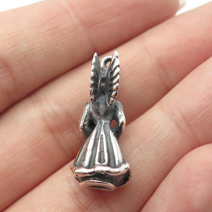 925 Sterling Silver Vintage "April" Girl w/Wings Pendant