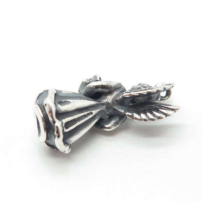 925 Sterling Silver Vintage "April" Girl w/Wings Pendant