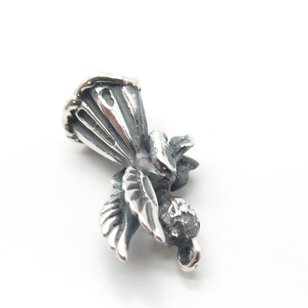 925 Sterling Silver Vintage "April" Girl w/Wings Pendant