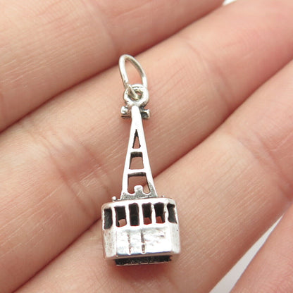 925 Sterling Silver Vintage Cable Car Charm Pendant