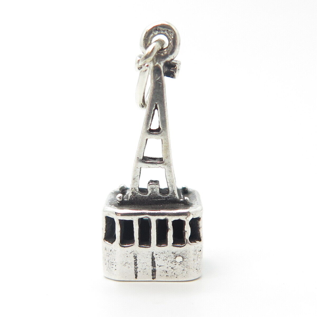 925 Sterling Silver Vintage Cable Car Charm Pendant