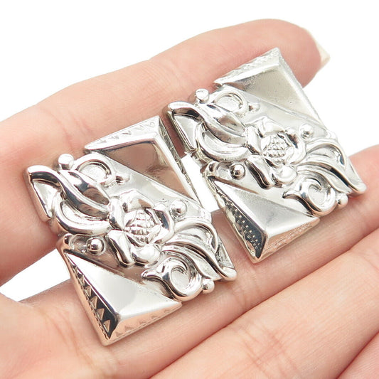 925 Sterling Silver Vintage Floral Ornate Cufflinks