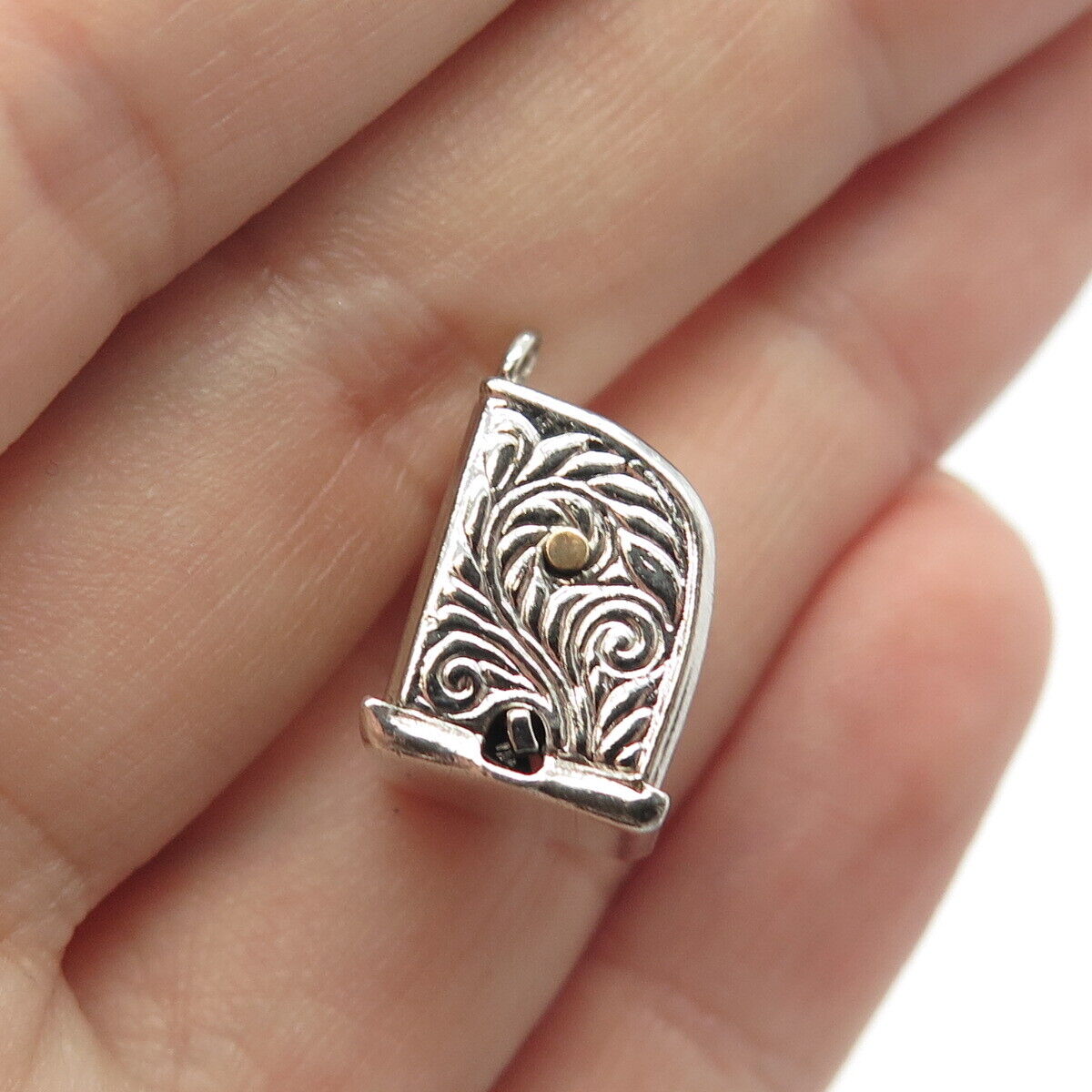 925 Sterling Silver Vintage Enamel Slot Machine for Good Luck Movable Pendant