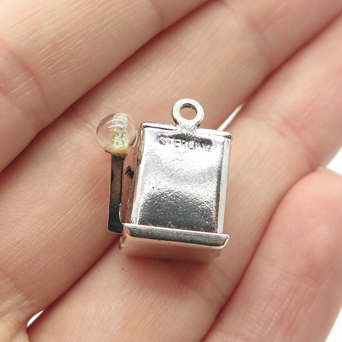 925 Sterling Silver Vintage Enamel Slot Machine for Good Luck Movable Pendant