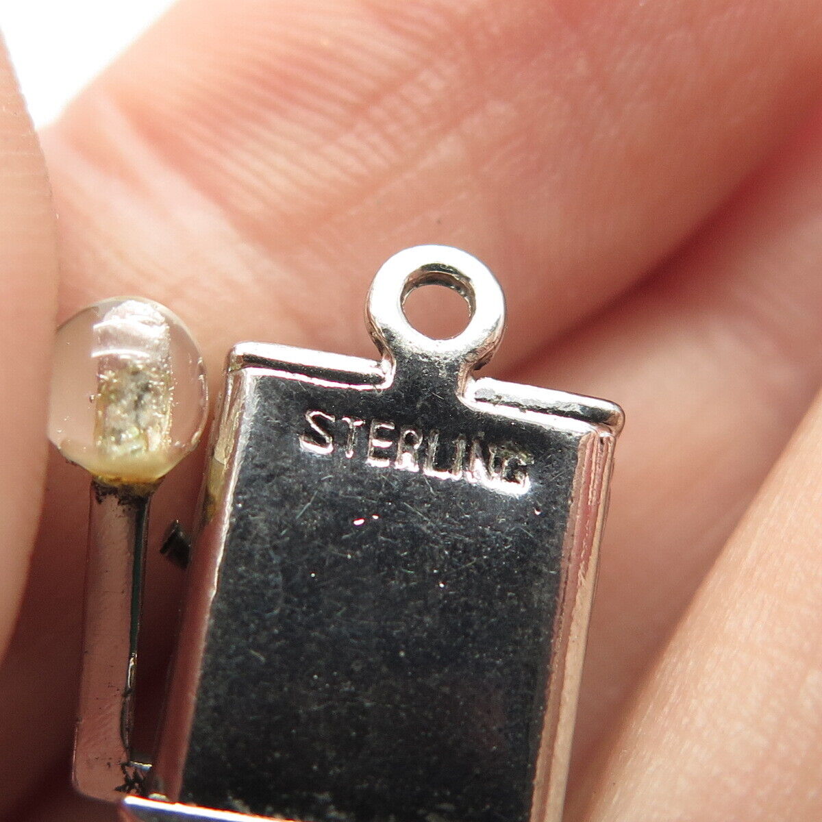 925 Sterling Silver Vintage Enamel Slot Machine for Good Luck Movable Pendant