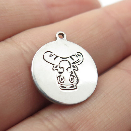 925 Sterling Silver USA Two In Town Cow / Bull Charm Pendant