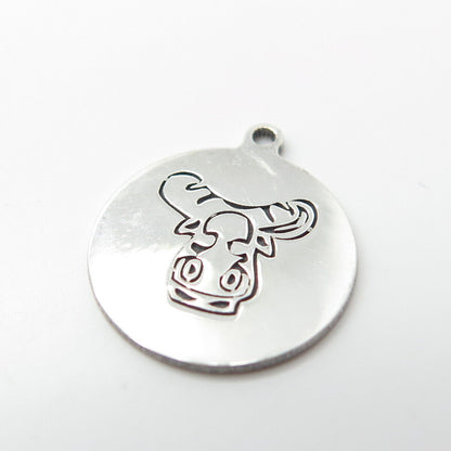 925 Sterling Silver USA Two In Town Cow / Bull Charm Pendant