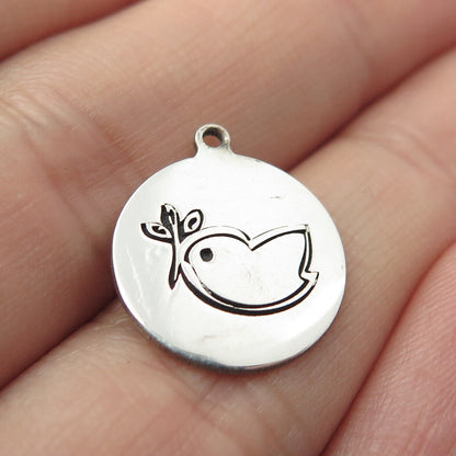 925 Sterling Silver USA Two In Town Bird Charm Pendant