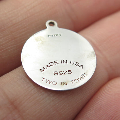 925 Sterling Silver USA Two In Town Bird Charm Pendant