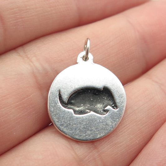 925 Sterling Silver Vintage Mouse Charm Pendant