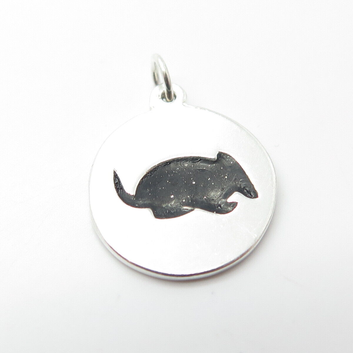 925 Sterling Silver Vintage Mouse Charm Pendant