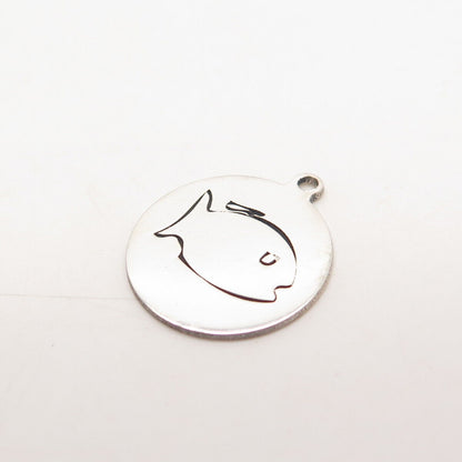 925 Sterling Silver USA Two In Town Fish Charm Pendant