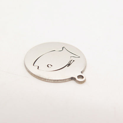 925 Sterling Silver USA Two In Town Fish Charm Pendant