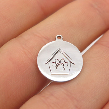 925 Sterling Silver USA Two In Town Dog House Charm Pendant