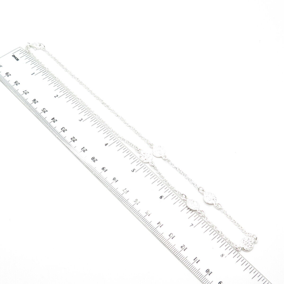 925 Sterling Silver Italy Hammered Disc By The Yard Station Chain Necklace 16"