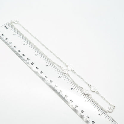 925 Sterling Silver Italy Hammered Disc By The Yard Station Chain Necklace 16"