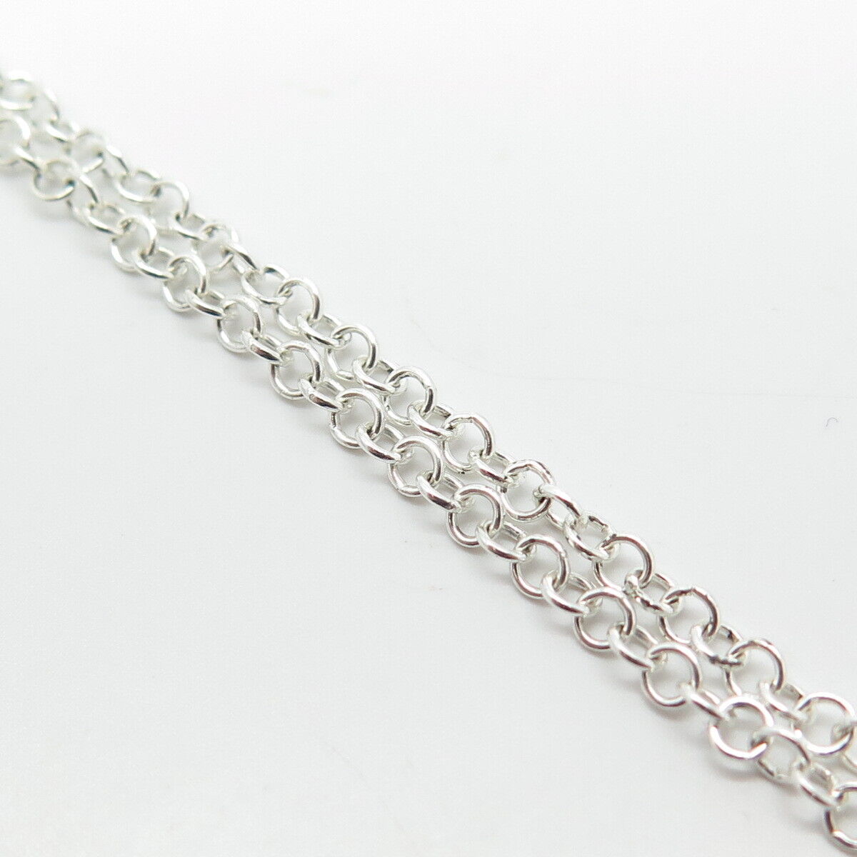 925 Sterling Silver Italy Hammered Disc By The Yard Station Chain Necklace 16"
