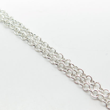 925 Sterling Silver Italy Hammered Disc By The Yard Station Chain Necklace 16"