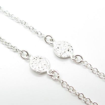 925 Sterling Silver Italy Hammered Disc By The Yard Station Chain Necklace 16"