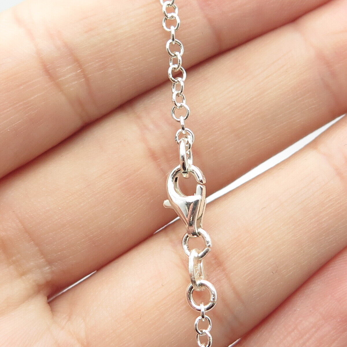 925 Sterling Silver Italy Hammered Disc By The Yard Station Chain Necklace 16"