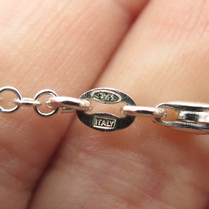 925 Sterling Silver Italy Hammered Disc By The Yard Station Chain Necklace 16"