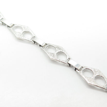 925 Sterling Silver Vintage Geometric Link Bracelet 7"