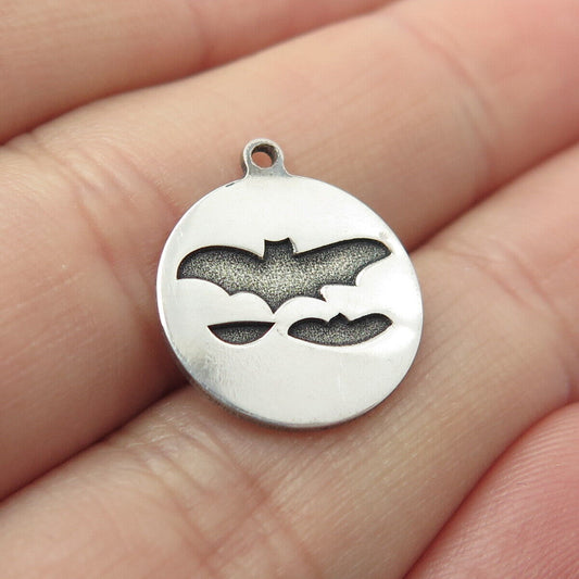 925 Sterling Silver USA Two In Town Bat Charm Pendant