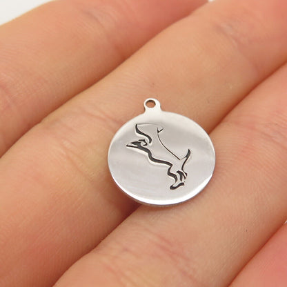 925 Sterling Silver USA Two In Town Dog / Puppy Charm Pendant