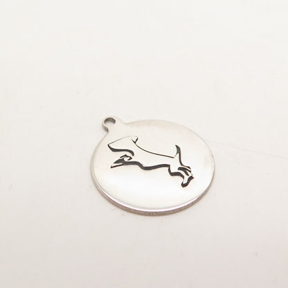 925 Sterling Silver USA Two In Town Dog / Puppy Charm Pendant