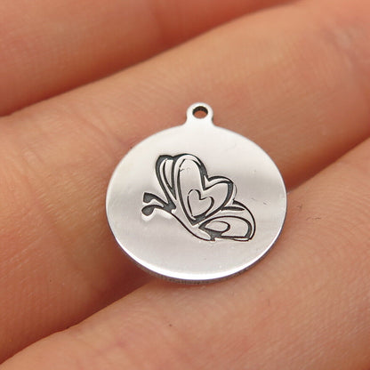 925 Sterling Silver USA Two In Town Butterfly Charm Pendant