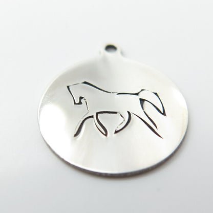 925 Sterling Silver USA Two In Town Horse Charm Pendant