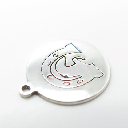 925 Sterling Silver USA Two In Town Horseshoe Horse Charm Pendant