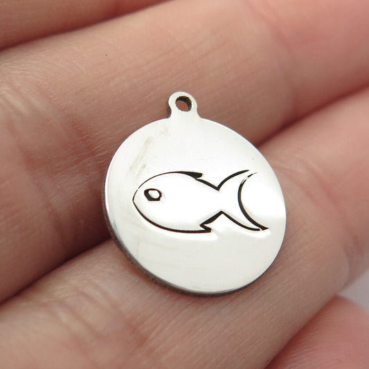 925 Sterling Silver USA Two In Town Fish Charm Pendant