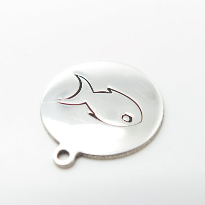 925 Sterling Silver USA Two In Town Fish Charm Pendant