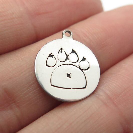 925 Sterling Silver USA Two In Town Paw Charm Pendant