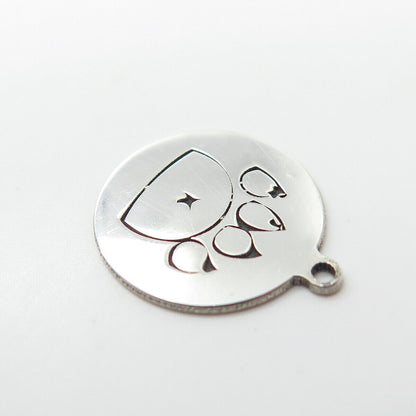 925 Sterling Silver USA Two In Town Paw Charm Pendant