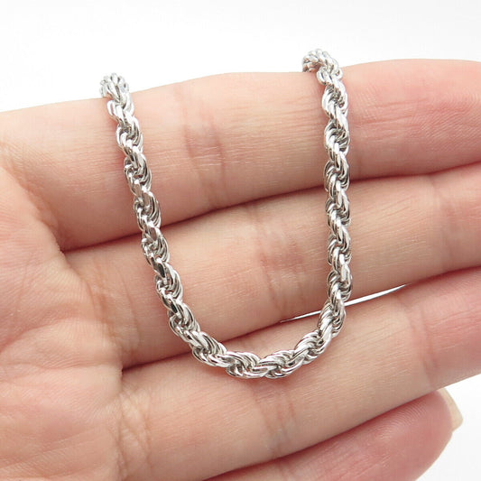 925 Sterling Silver Italy Twisted Rope Chain Necklace 22"