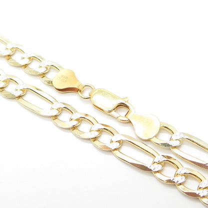 925 Sterling Silver Gold Plated 2-Tone Italy P. Lux Figaro Chain Necklace 18"