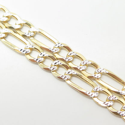 925 Sterling Silver Gold Plated 2-Tone Italy P. Lux Figaro Chain Necklace 20"